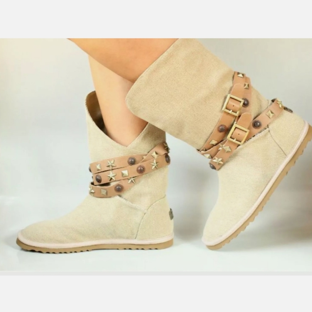 Australia Luxe Sinbad Boots Leather Suede Studded Designer